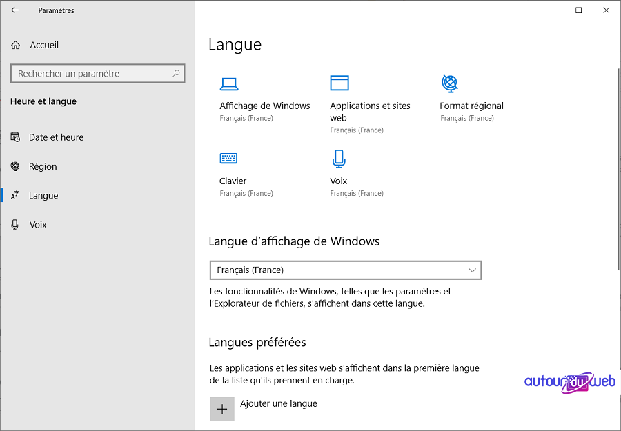 Comment changer la langue de Windows 10 ?